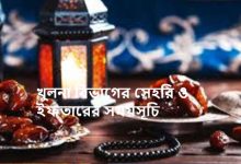 খুলনা বিভাগের সেহরি ও ইফতারের সময়সূচি