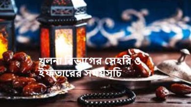 খুলনা বিভাগের সেহরি ও ইফতারের সময়সূচি